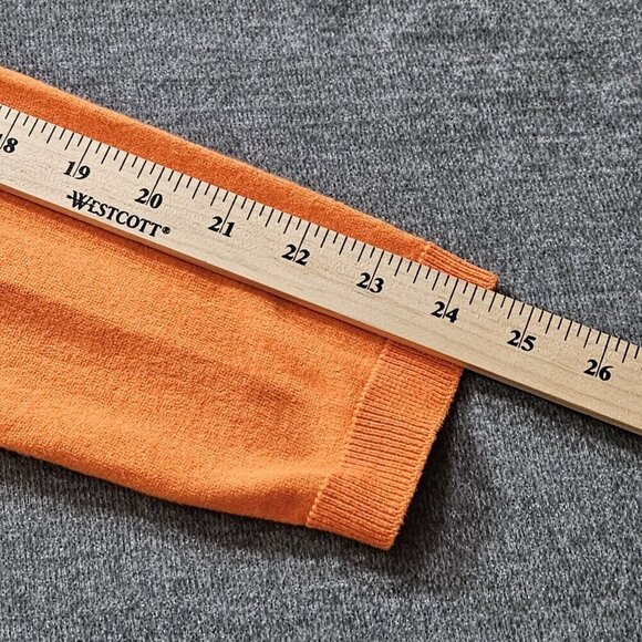 Lauren Ralph Lauren Cardigan Womens L Orange Buttons LS Boho Preppy Mature FLAW - Picture 6 of 13